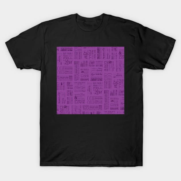 80s Lyrics Purple T-Shirt by TurtleNotes